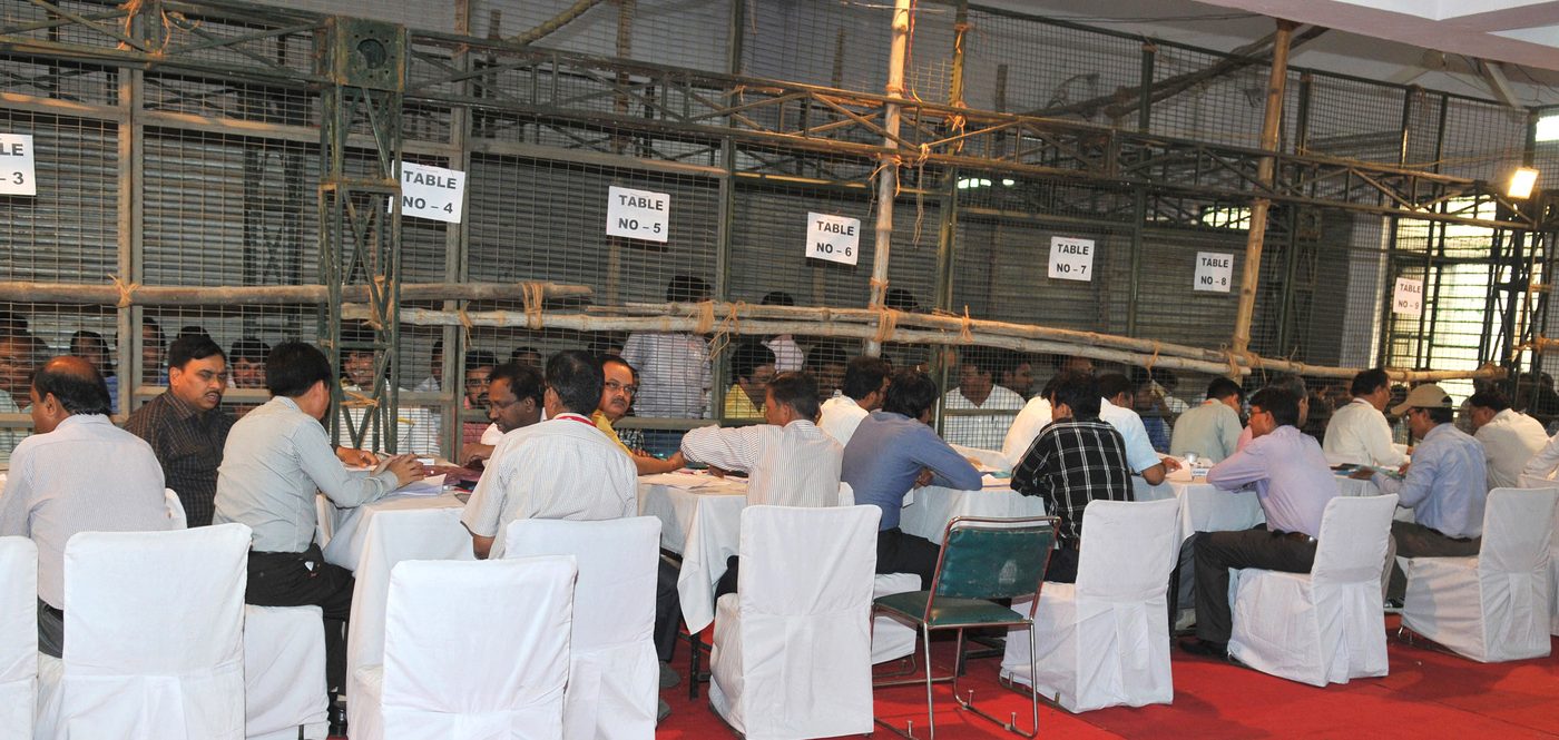 Counting in progress at numbered tables